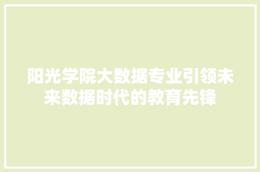 阳光学院大数据专业引领未来数据时代的教育先锋