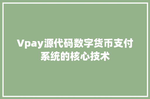 Vpay源代码数字货币支付系统的核心技术