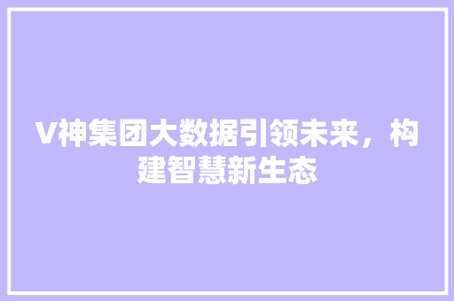 V神集团大数据引领未来，构建智慧新生态