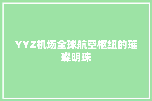 YYZ机场全球航空枢纽的璀璨明珠
