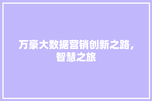 万豪大数据营销创新之路，智慧之旅