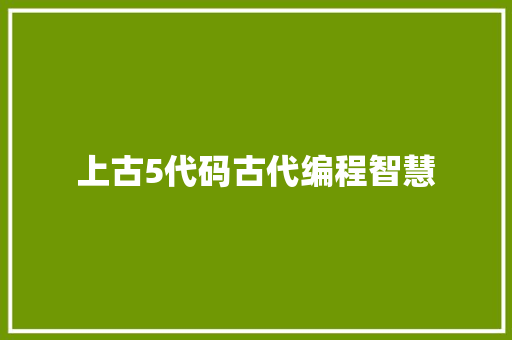 上古5代码古代编程智慧
