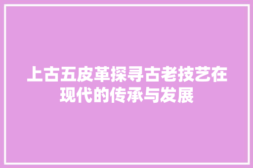 上古五皮革探寻古老技艺在现代的传承与发展
