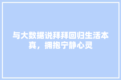 与大数据说拜拜回归生活本真,拥抱宁静心灵 与大数据说拜拜回归生活本真,拥抱宁静心灵