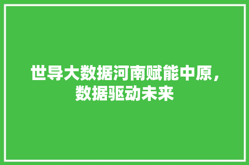 世导大数据河南赋能中原，数据驱动未来 操作系统