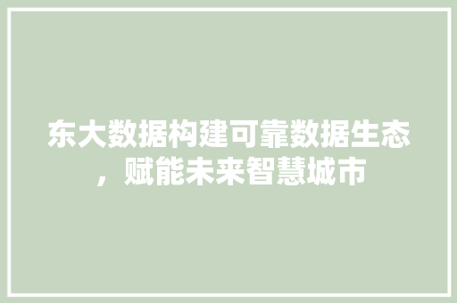东大数据构建可靠数据生态，赋能未来智慧城市