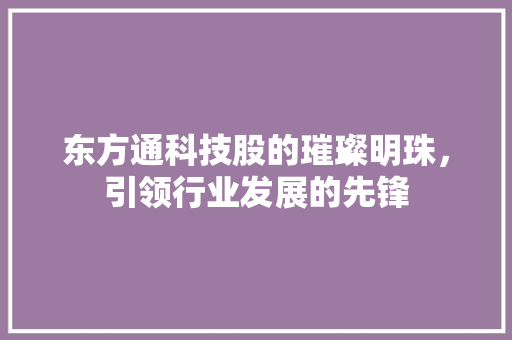 东方通科技股的璀璨明珠，引领行业发展的先锋