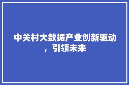中关村大数据产业创新驱动，引领未来