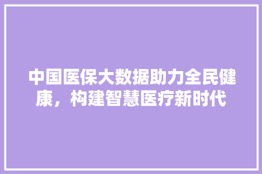 中国医保大数据助力全民健康，构建智慧医疗新时代