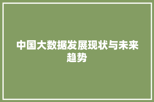 中国大数据发展现状与未来趋势