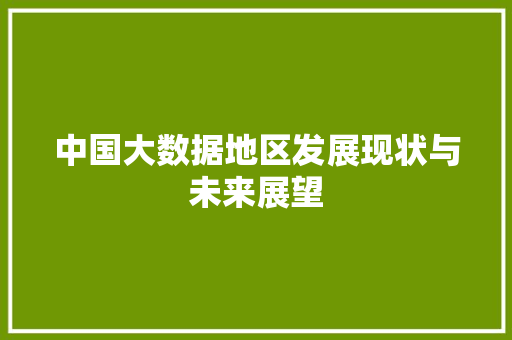 中国大数据地区发展现状与未来展望
