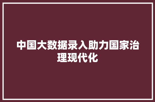 中国大数据录入助力国家治理现代化
