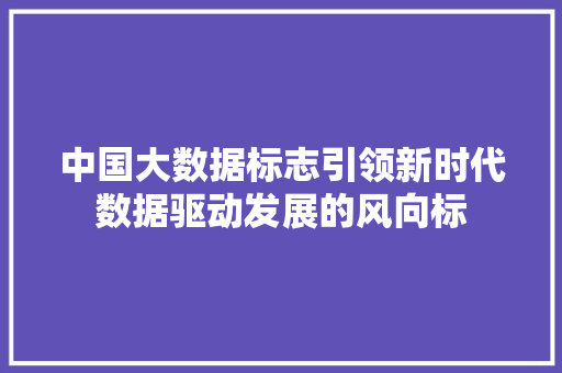 中国大数据标志引领新时代数据驱动发展的风向标