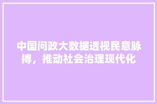 中国问政大数据透视民意脉搏，推动社会治理现代化