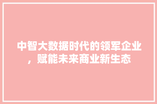 中智大数据时代的领军企业,赋能未来商业新生态 中智大数据时代的领军企业,赋能未来商业新生态