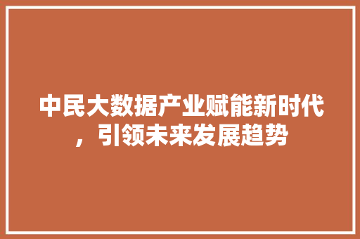 中民大数据产业赋能新时代，引领未来发展趋势