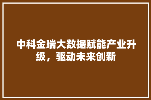 中科金瑞大数据赋能产业升级,驱动未来创新 中科金瑞大数据赋能产业升级,驱动未来创新