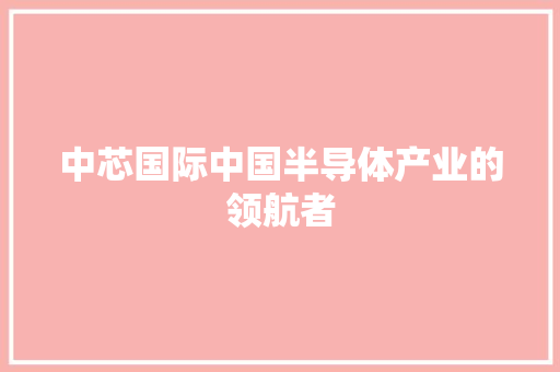 中芯国际中国半导体产业的领航者