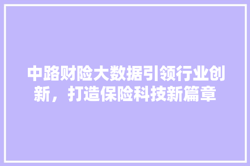 中路财险大数据引领行业创新，打造保险科技新篇章