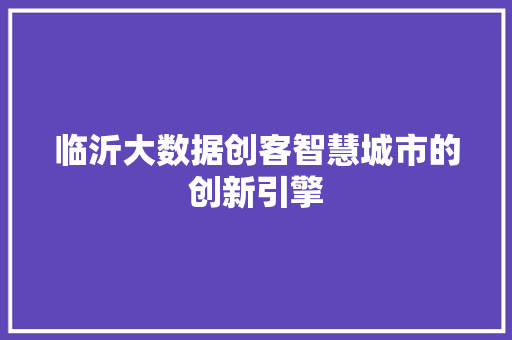 临沂大数据创客智慧城市的创新引擎