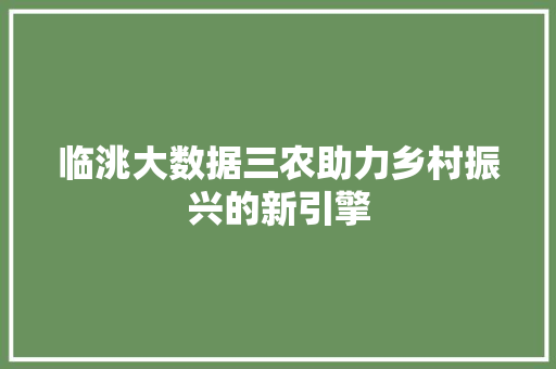 临洮大数据三农助力乡村振兴的新引擎