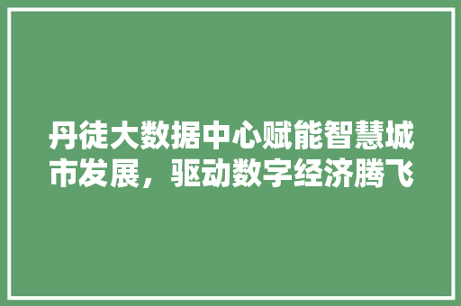 丹徒大数据中心赋能智慧城市发展，驱动数字经济腾飞