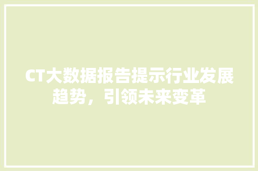 CT大数据报告提示行业发展趋势，引领未来变革