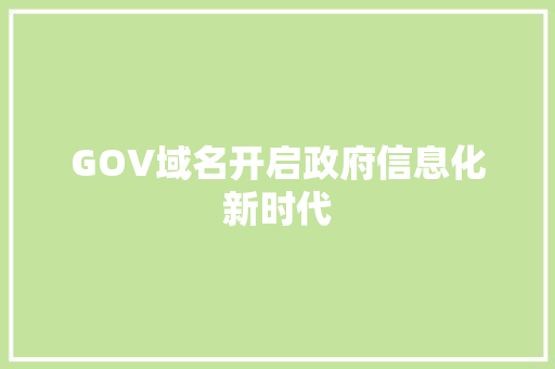 GOV域名开启政府信息化新时代