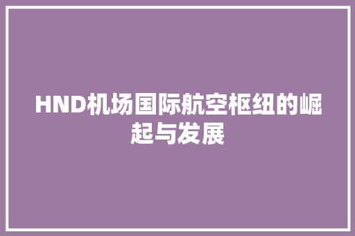 HND机场国际航空枢纽的崛起与发展
