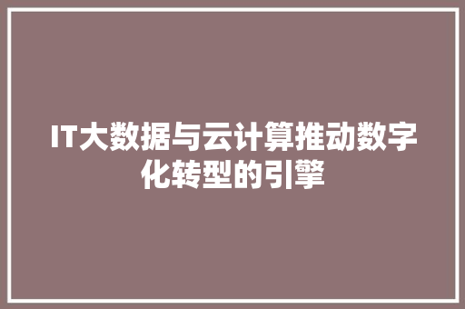 IT大数据与云计算推动数字化转型的引擎