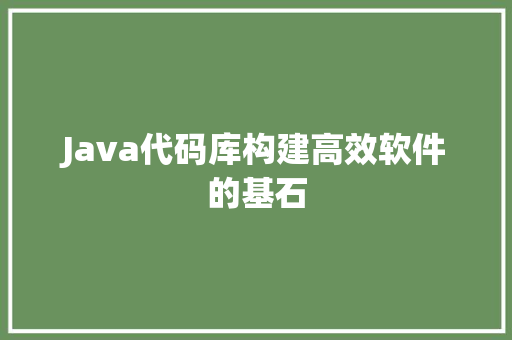 Java代码库构建高效软件的基石