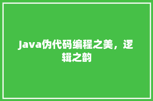 Java伪代码编程之美，逻辑之韵