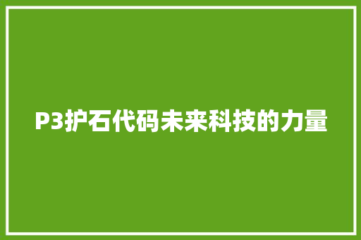 P3护石代码未来科技的力量