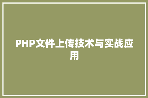 PHP文件上传技术与实战应用 PHP文件上传技术与实战应用
