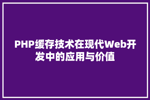 PHP缓存技术在现代Web开发中的应用与价值