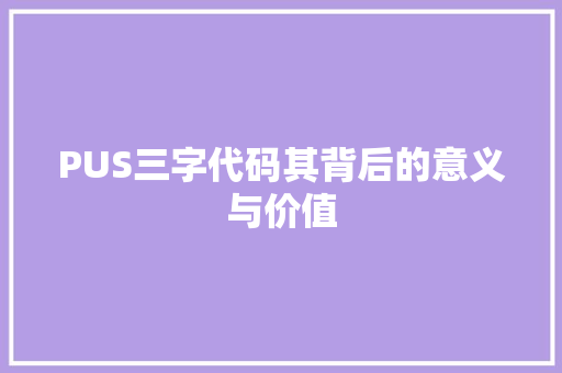 PUS三字代码其背后的意义与价值