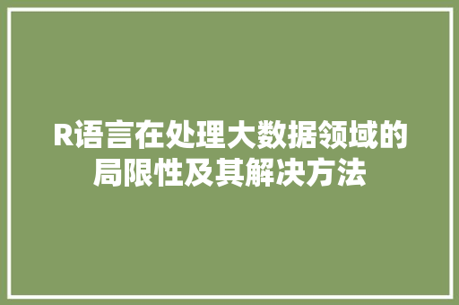 R语言在处理大数据领域的局限性及其解决方法