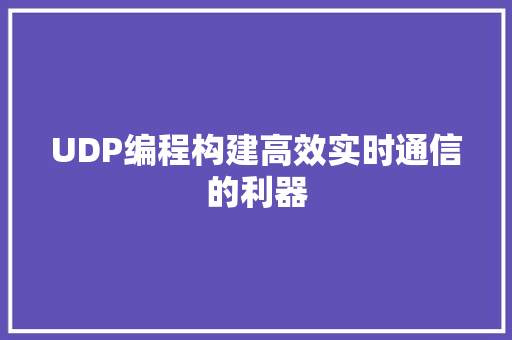 UDP编程构建高效实时通信的利器