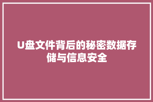 U盘文件背后的秘密数据存储与信息安全