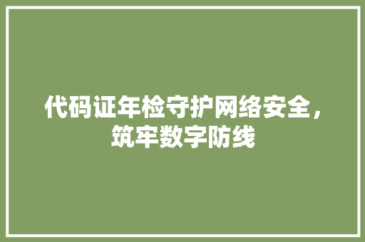 代码证年检守护网络安全，筑牢数字防线