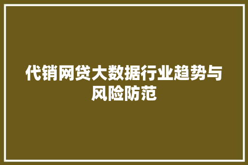代销网贷大数据行业趋势与风险防范