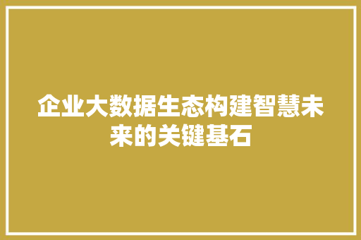 企业大数据生态构建智慧未来的关键基石