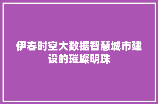 伊春时空大数据智慧城市建设的璀璨明珠