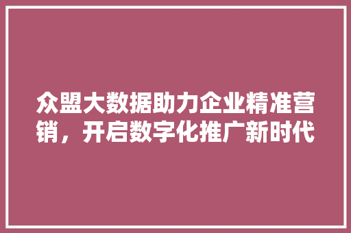 众盟大数据助力企业精准营销，开启数字化推广新时代