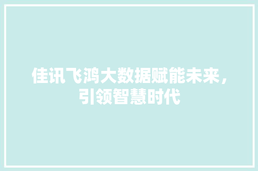 佳讯飞鸿大数据赋能未来，引领智慧时代