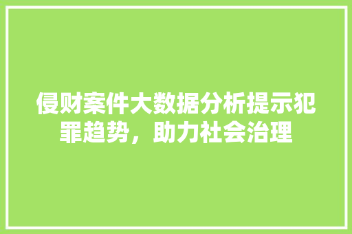 侵财案件大数据分析提示犯罪趋势，助力社会治理