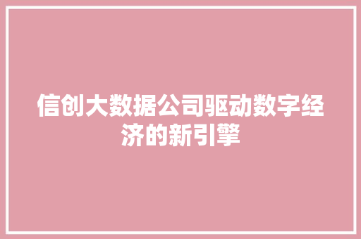 信创大数据公司驱动数字经济的新引擎