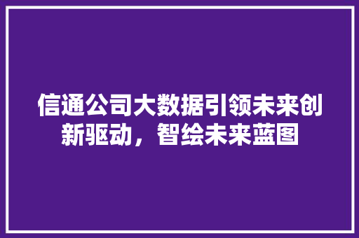 信通公司大数据引领未来创新驱动,智绘未来蓝图 信通公司大数据引领未来创新驱动,智绘未来蓝图