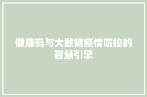 健康码与大数据疫情防控的智慧引擎