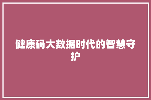 健康码大数据时代的智慧守护